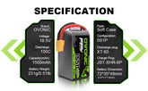 OVONIC Pacco batteria LiPo 18.5V 1550mAh 5S 100C con spina XT60 per volo FPV
